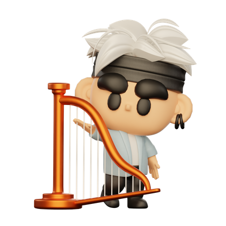 Singer Playing Harp  3D Icon
