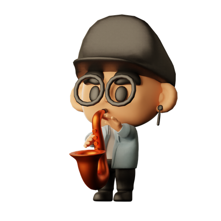 Singer Playing Saxophone  3D Icon