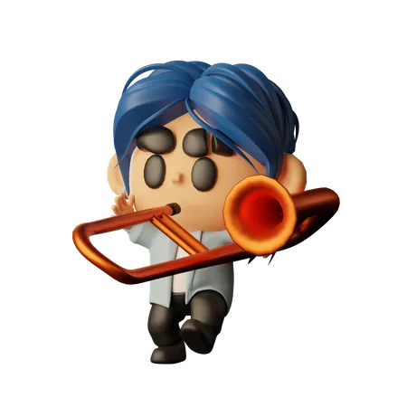 Singer Playing Trumpet  3D Icon