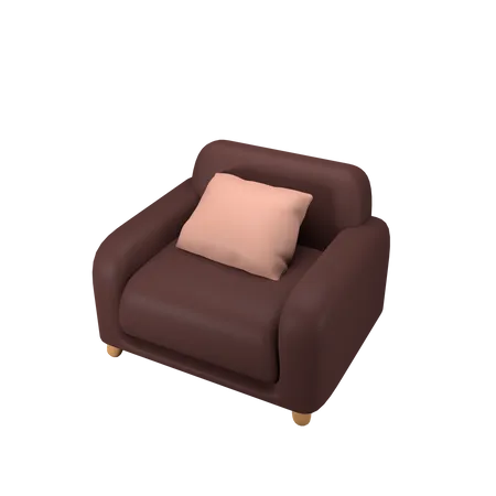 Singgle Sofa With Pillow  3D Icon