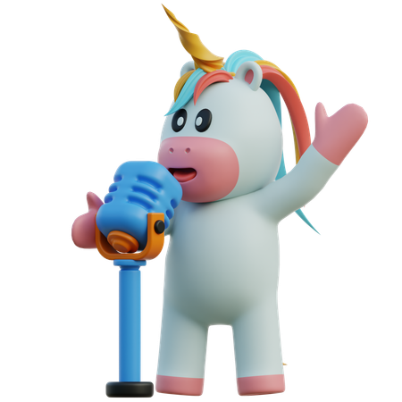 Singing Unicorn  3D Illustration