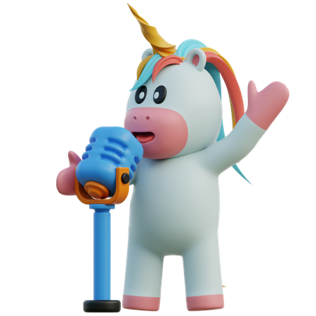 Singing Unicorn  3D Illustration