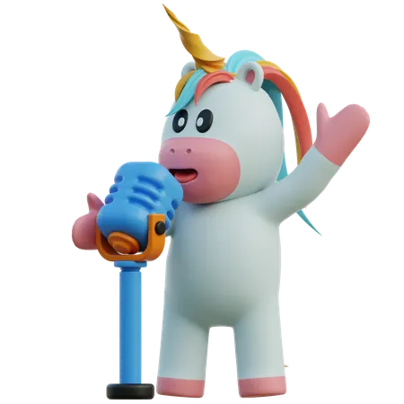 Singing Unicorn  3D Illustration