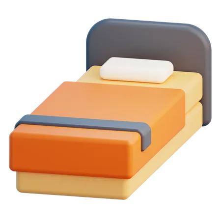 3 D Single Bed With Isolated Background 3D Icon