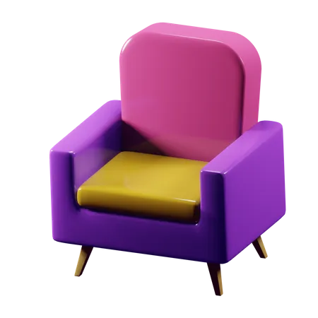 Furniture 3 D Icon Single Sofa 3D Illustration