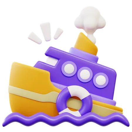 Sinking ship  3D Icon