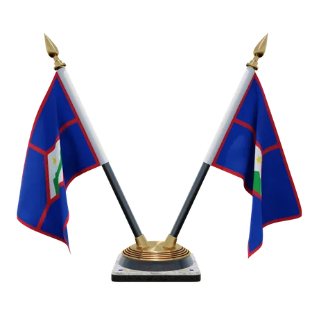 Sint Eustatius Double Desk Flag Stand  3D Flag