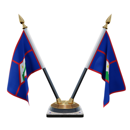 Sint Eustatius Double Desk Flag Stand 3D Illustration