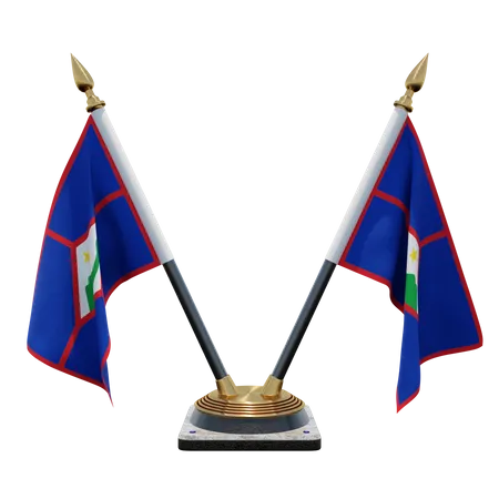 Sint Eustatius Double (V) Desk Flag Stand 3D Icon