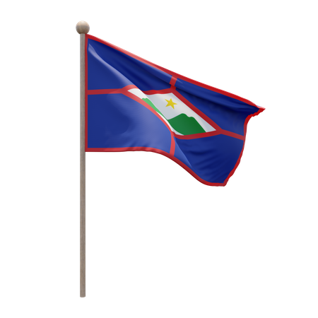 Sint Eustatius Flag Pole 3D Illustration