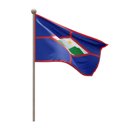 Sint Eustatius Flagpole 3D Illustration