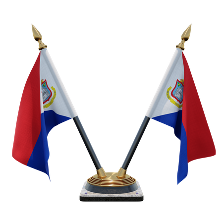 Sint Maarten Double Desk Flag Stand 3D Illustration