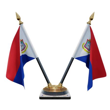 Sint Maarten Double (V) Desk Flag Stand  3D Icon