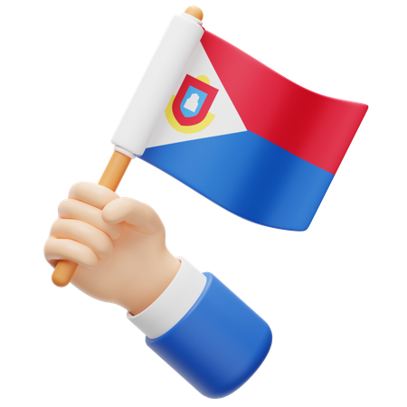 Sint Maarten Flag Flag Hand Flag  3D Icon