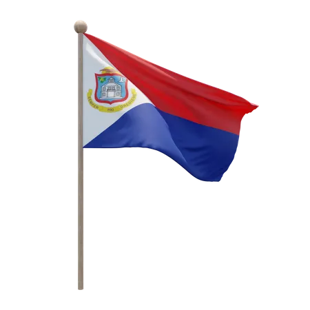 Sint Maarten Flag Pole 3D Illustration