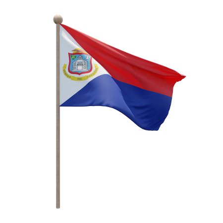 Sint Maarten Flagpole 3D Illustration
