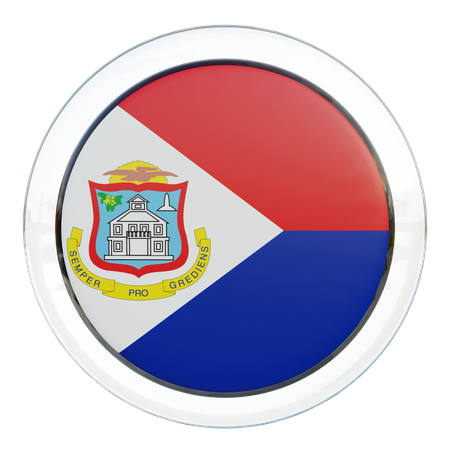 Sint Maarten Round Flag 3D Icon
