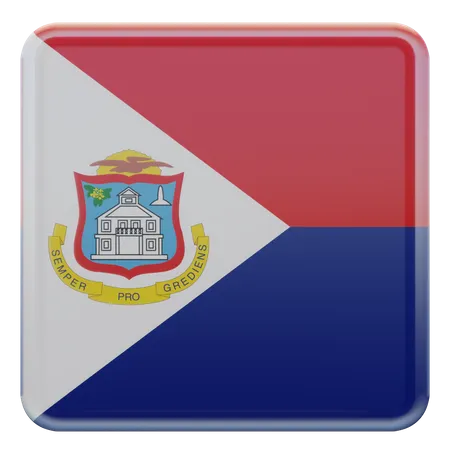 Sint Maarten Square Flag 3D Icon