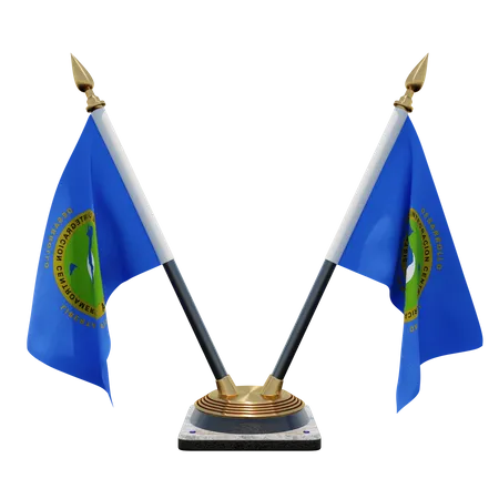 Suporte de bandeira de mesa dupla (V) do Sistema de Integração Centro-Americana  3D Icon