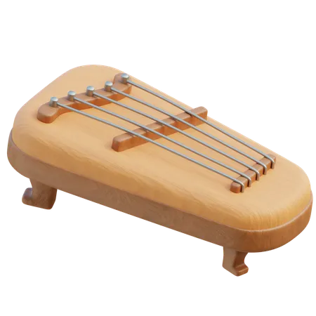 3 D Illustration Of A Siter A Traditional Javanese Plucked String Instrument Featuring A Wooden Body 3D Icon