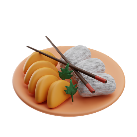 Sitcky rice with mango  3D Icon