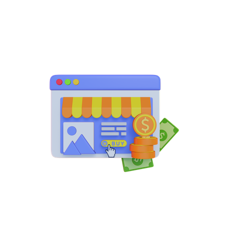 Site de compras on-line  3D Illustration