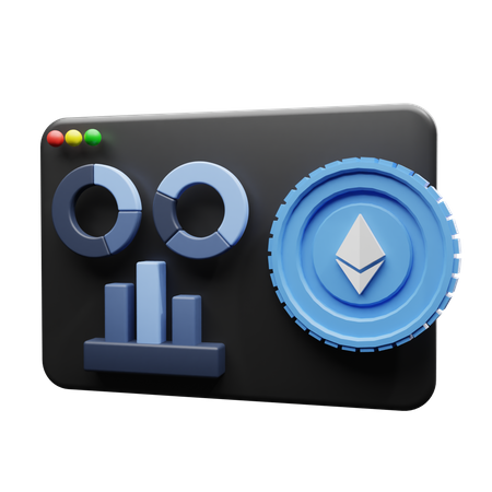 Site de estatísticas Ethereum  3D Illustration