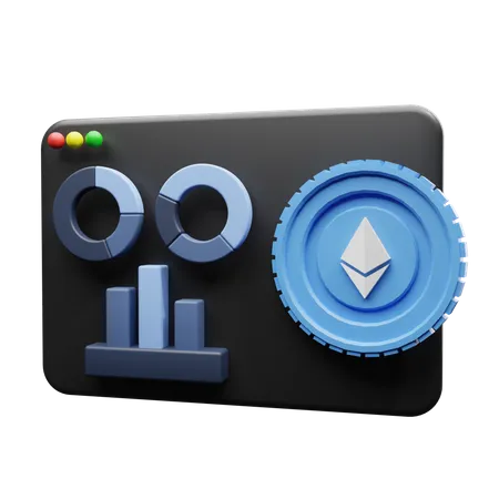 Site de estatísticas Ethereum  3D Illustration