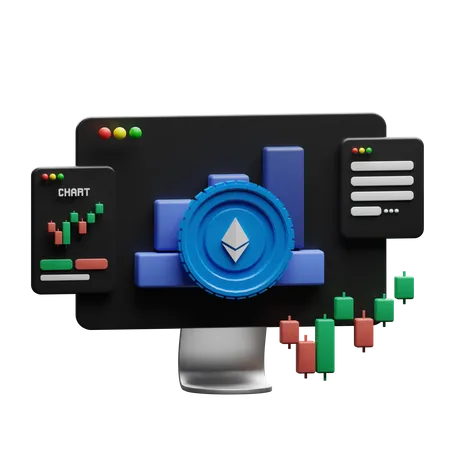 Site de negociação de ethereum  3D Illustration