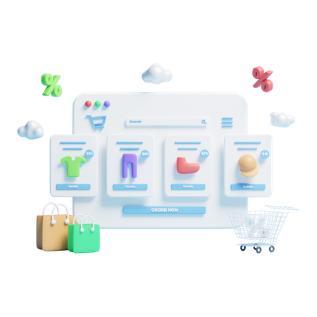 Site de commerce électronique  3D Icon