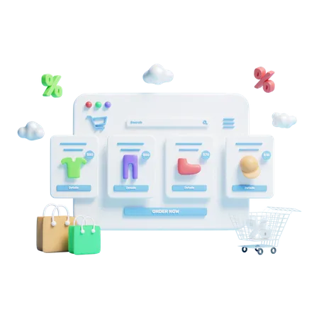 Site de commerce électronique  3D Icon