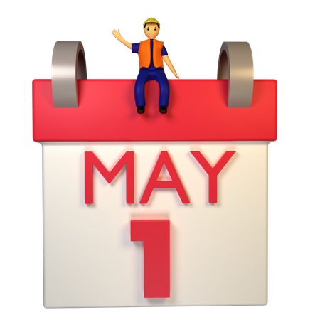 Arbeiter auf der Baustelle feiern den „Tag der Arbeit“  3D Illustration