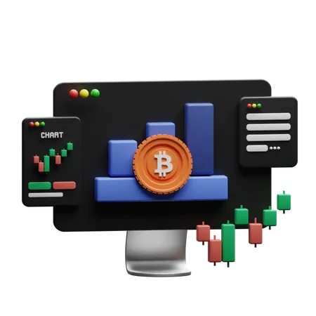 Site Web de crypto-monnaie Bitcoin  3D Illustration