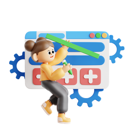 Site Web de mise en page de correction de fille  3D Icon