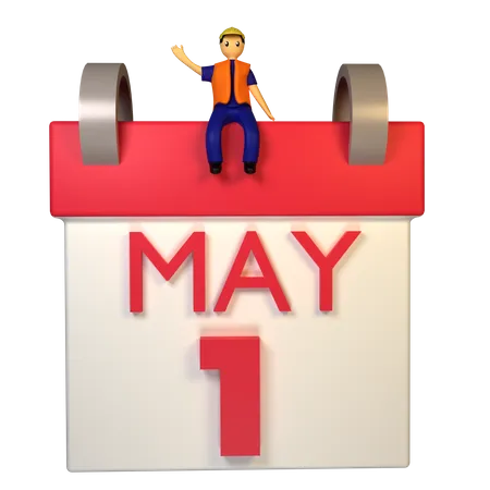 Labor Sit En Mayo Calendario Del Dia Del Trabajo Bueno Para La Web Y Las Aplicaciones Del Dia Del Trabajo 3D Illustration