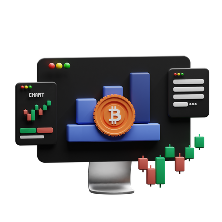 Sitio web de cripto bitcoin  3D Illustration