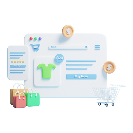 Sitio web de compras  3D Icon