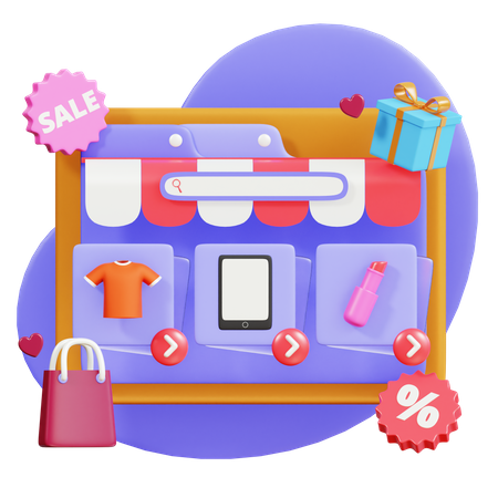 Sitio web de compras en línea  3D Illustration