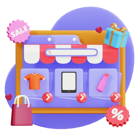 Sitio web de compras en línea  3D Illustration