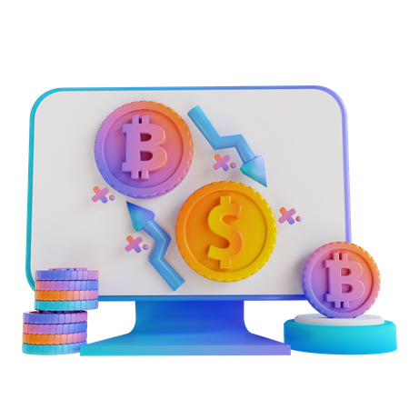 Sitio web de intercambio de bitcoins  3D Illustration