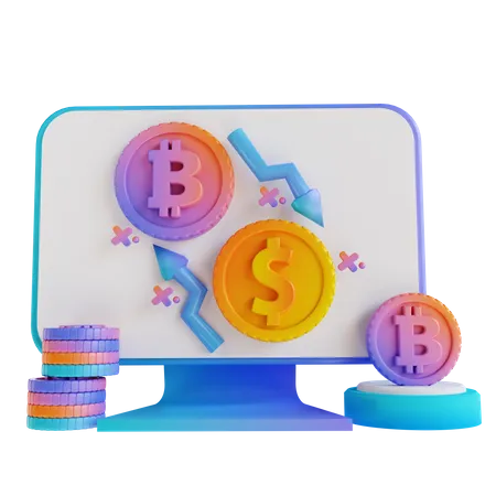 Sitio web de intercambio de bitcoins  3D Illustration