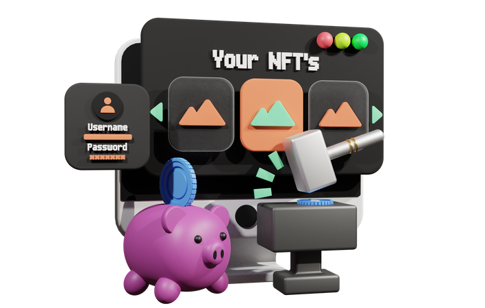 Sitio web de la plataforma nft  3D Illustration