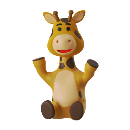 Sitting Giraffe  3D Illustration