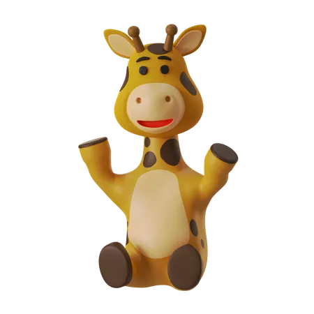 Sitting Giraffe  3D Illustration