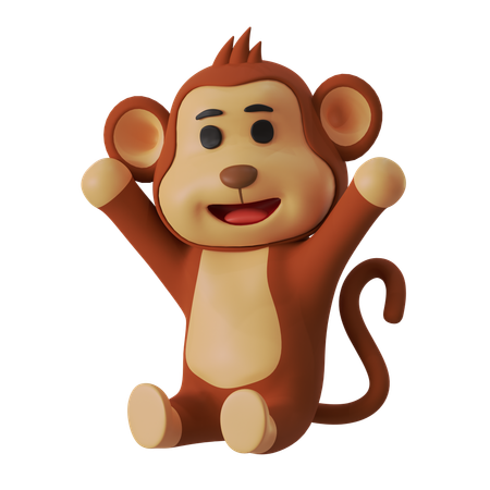 Sitting Monkey  3D Illustration