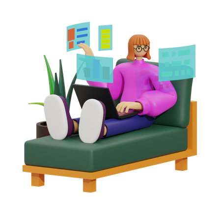 Sitting Pretty, A Guide to Sofa-Based Productivity  3D Icon