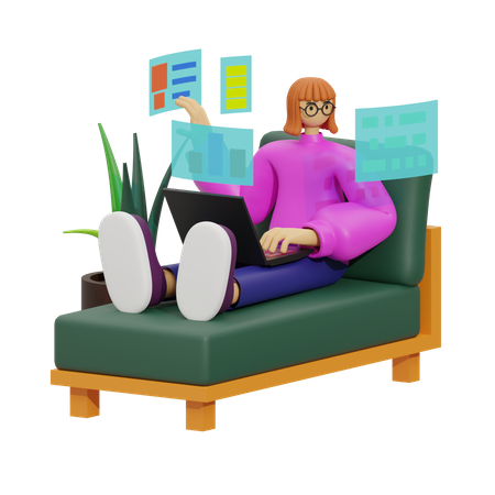 Sitting Pretty, A Guide to Sofa-Based Productivity  3D Illustration