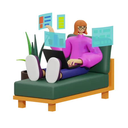 Sitting Pretty, A Guide to Sofa-Based Productivity  3D Illustration