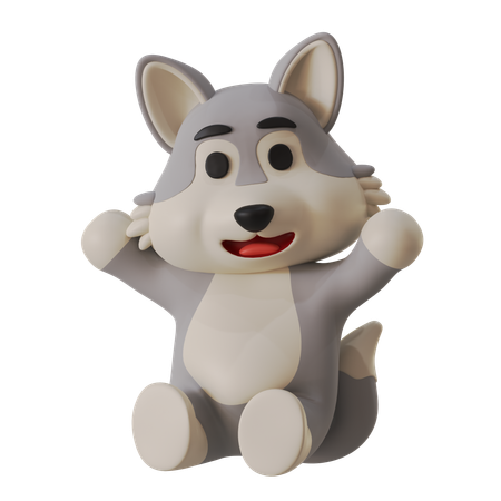 Sitting Wolf  3D Icon