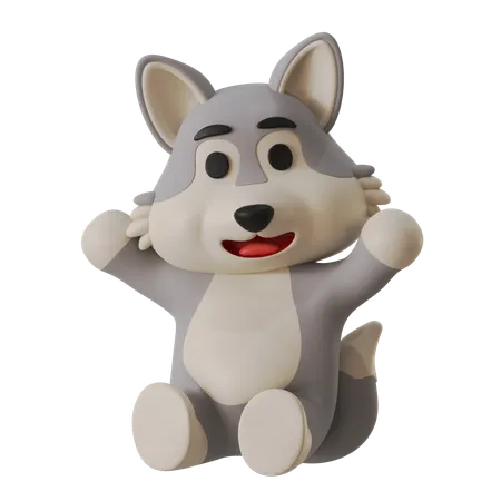 Sitting Wolf  3D Icon